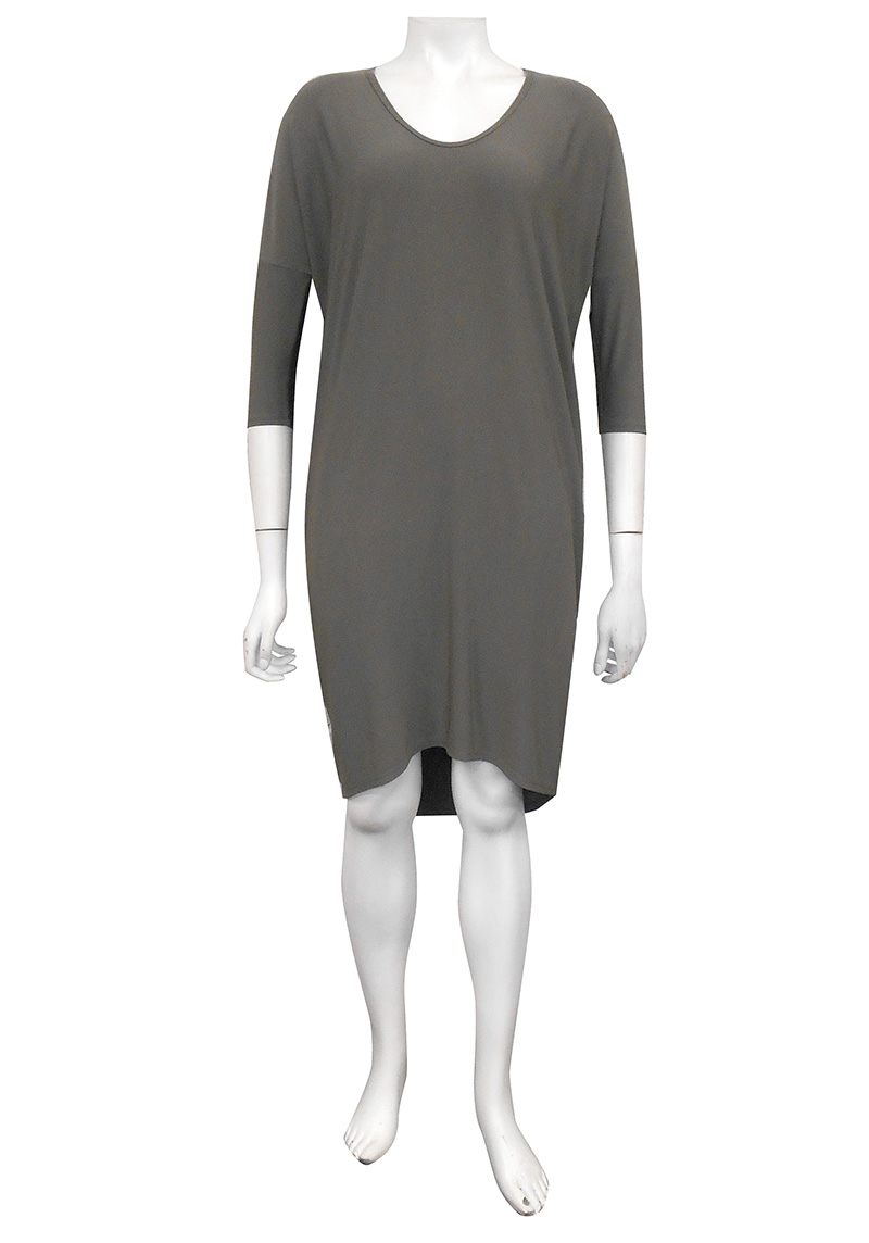 KHAKI - Lola plain 3/4 sleeve dress